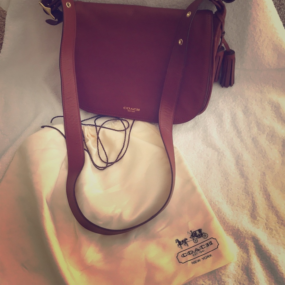 Brown leather crossover coach purse!